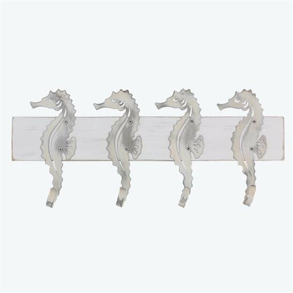 Youngs Wood & Metal Coat Rack with Seahorse Design 61719